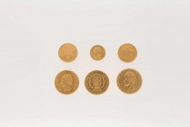6 Goldmünzen Italien. Dabei 2 x 40 Lire 1815 Parma, Marie Luise, 1815-1847, Fb.933. 1 x 20 Lire 1818 Sardinien, Victor-Emmanuel I., Fb. 1129. 2 x 80 L...