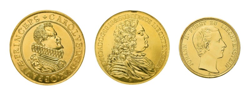* Komplettes Set mit 7 Goldmünzen der Fürsten von Liechtenstein als Nachprägunge...