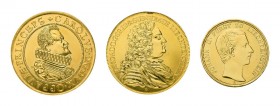 * Komplettes Set mit 7 Goldmünzen der Fürsten von Liechtenstein als Nachprägungen der Münzstätte München. Dabei 3 x 1 Dukat, 2 x 10 Dukaten, Guldental...