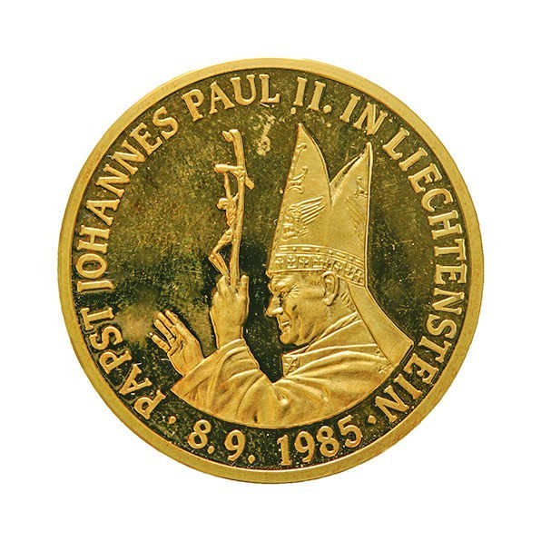 * Vatikan, Johannes Paul II., Goldmedaille 1985, unsigniert, auf seinen Besuch i...
