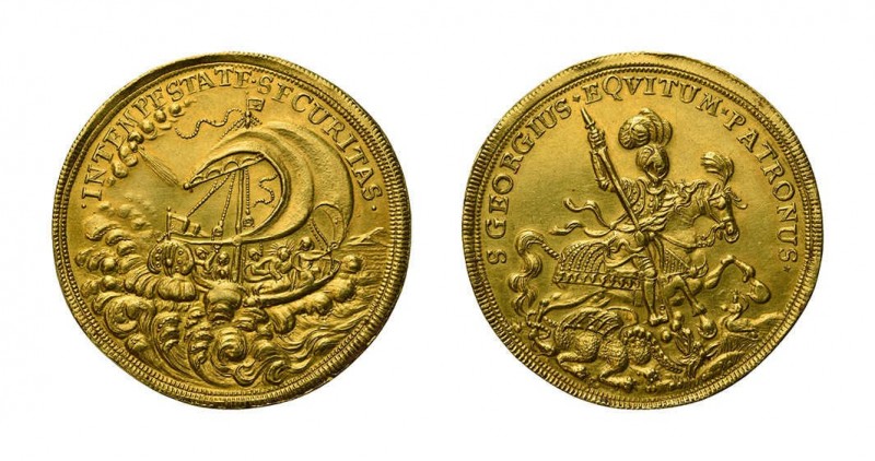 * Ungarn, St. Georgs-Medaille zu 5 Dukaten von Jeremias Roth 1690-1751, Kremnitz...