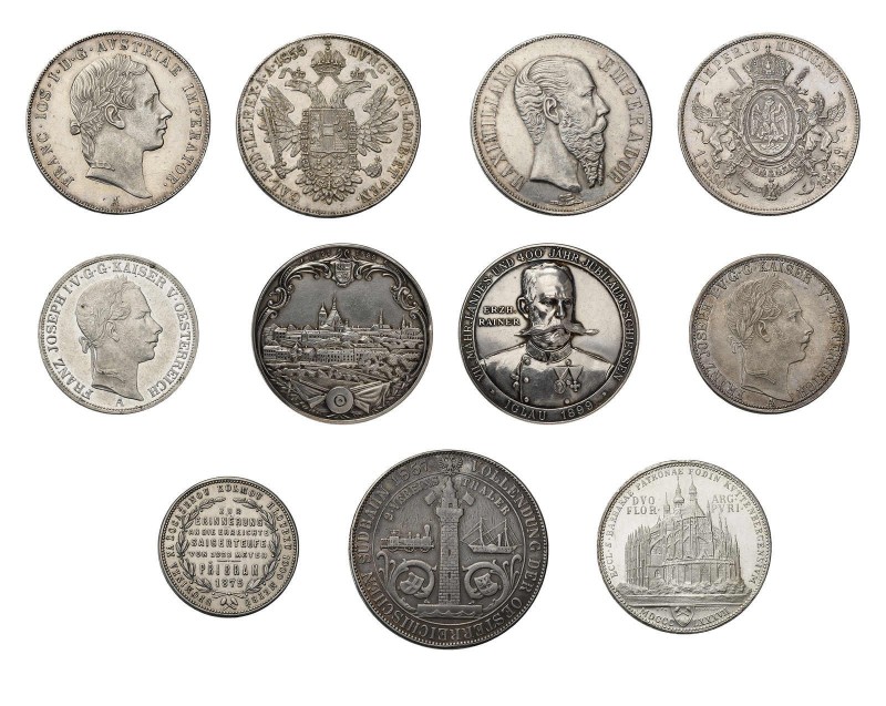 * 17 Silbermünzen Österreich-Ungarn, Franz Joseph I.. Dabei 3 x Vereinstaler 185...