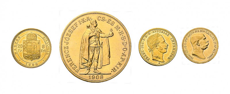 21 Goldmünzen Kaisrreich Österreich, Franz Joseph I. Dabei 4 x 1 Dukat 1862A, 18...