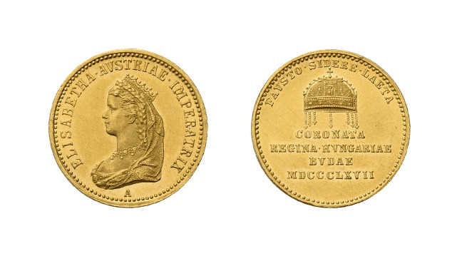 Franz Josef I. für Kaiserin Elisabeth, Krönungsdukat 1867 A, Wien. Krönung zur u...