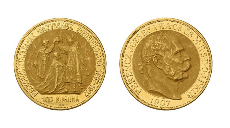 Franz Joseph I. 1848 - 1916, 100 Korona 1907 KB Kremnitz, Fr. 2193, 33,9 g.
