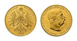 Franz Joseph I., 1848-1916. 100 Kronen 1912, Wien. Fb. 507. Nur 3.591 Exemplare geprägt.