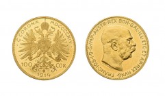 Franz Joseph I. 1848 - 1916, 100 Kronen 1914 Wien, selten, nur 1.195 Exemplare geprägt, Fr. 1922, 33,9g.