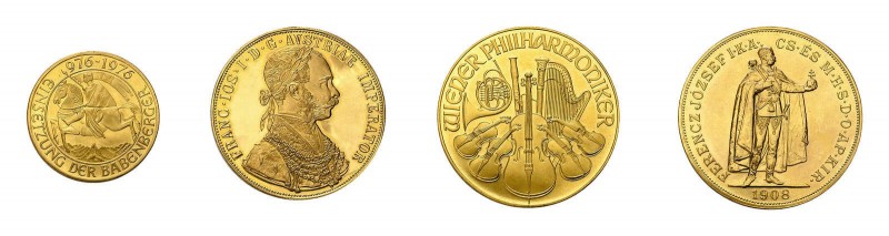 16 Goldmünzen Österreich. Dabei 5 x 4 Dukaten 1915, 2 x 100 Kronen 1915, 1 x 1 U...