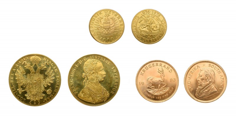 Investmentbestand mit 42 Goldmünzen. Dabei Österreich mit 8 x 4 Dukaten 1915, 21...