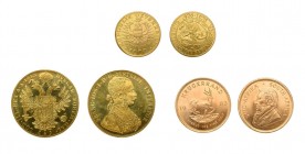 Investmentbestand mit 42 Goldmünzen. Dabei Österreich mit 8 x 4 Dukaten 1915, 21 x 1 Dukat 1915, 5 x 20 Kronen, 1 x 4 Florin, 2 x 8 Florin, 2 x 1000Sc...