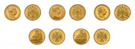 38 Goldmünzen Österreich. Dabei 10 x 25 Schilling, 1 x 4 Florin 1892 NP, 18 x 20 Kronen sowie 9 x 10 Kronen. Zusammen ca. 192 g.f.
