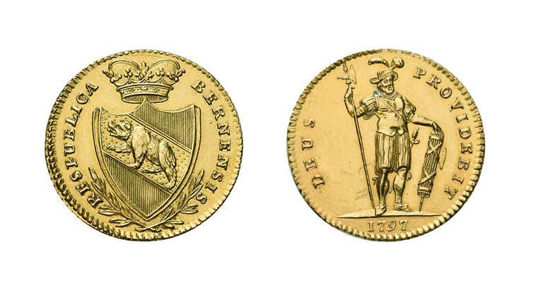 Bern, Duplone 1797, HMZ 2-213g; Fr. 187. 7,7 g.