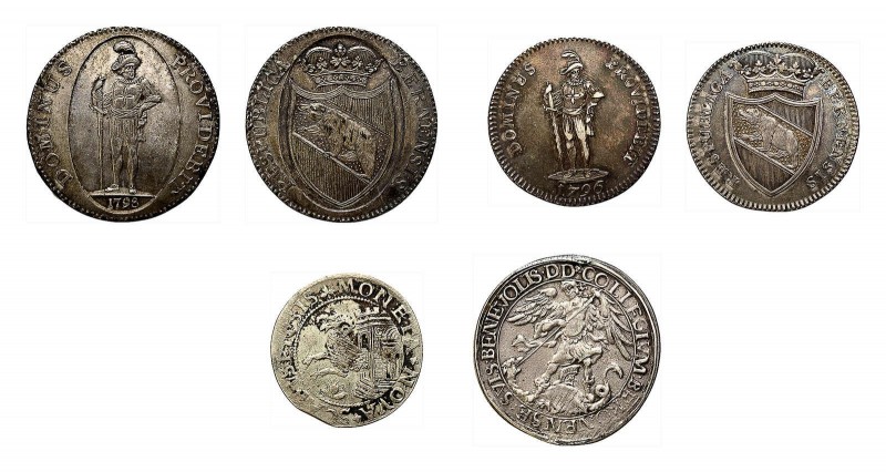 * Kleine Partie Münzen Schweiz. Dabei u.a. Bern Taler 1798 und Halbtaler 1796,Sc...