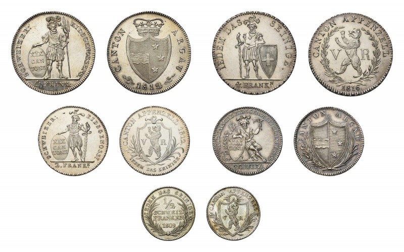 * Partie mit 18 Kantonalmünzen. Dabei Taler 1798 Bern (HMZ 2-218e), 1/2 Taler 17...