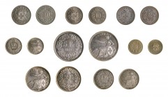 * Schweizerische Eidgenossenschaft. 8 Münzen. Dabei 2 Rappen, 5 Rappen,10 Rappen, 20 Rappen, 1/2 Franken jeweils 1850, 1 Franken 1851, 2 Franken1850 s...