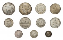 * Kleine Partie Schweizer Münzen. Dabei 1 Franken 1850, 2 Franken 1850, 5 Franken 1851, 5 Franken 1904, 2 x 5 Franken 1939 Laupen, 5 Franken Landesaus...