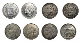 * Partie Münzen Schweiz mit hohem Silberanteil. Dabei 1, 2 und 5 Franken ab1850 in unterschiedlichen Erhaltungen und mit besseren Jahrgängen wie 5 Fra...