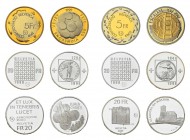 * Kleine Partie mit 6 seltenen Probeprägungen "Essai" Schweizer Gedenkmünzen. Dabei 20 Franken 1998 "200 Jahre Helvetische Republik", nur 250 Exemplar...