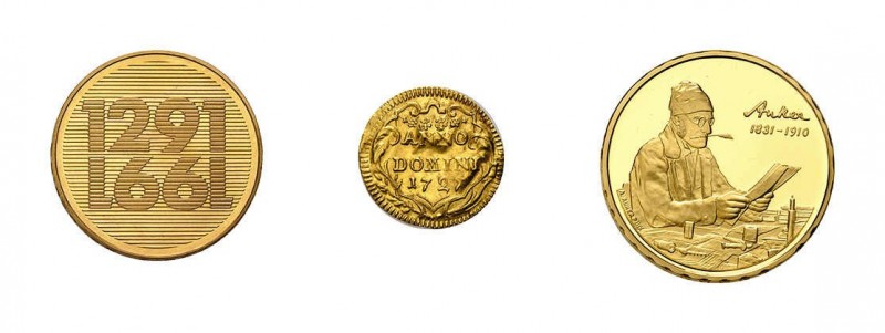 8 Goldmünzen Schweiz. Dabei 6 x 250 Franken 1991, 1 x 50 Franken 2010Anker sowie...