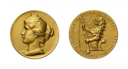 * Zürich, Goldmedaille 1898. Albisgütli, Zürcher Kantonalschiessen. Sehr selten, nur 200 Exemplare geprägt. Richter (Schützenmedaillen) 1777a. 14,4 g....
