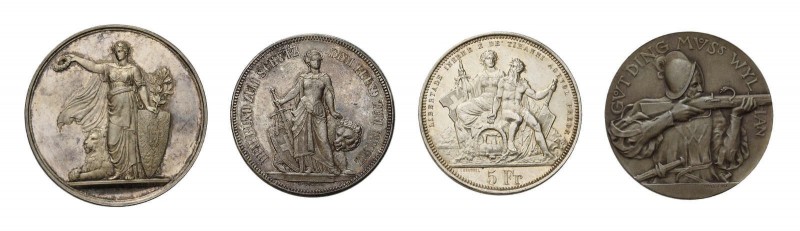 * Partie mit 39 Schützentalern und Schützenmedaillen. Dabei u.a. 4 Franken 1842 ...
