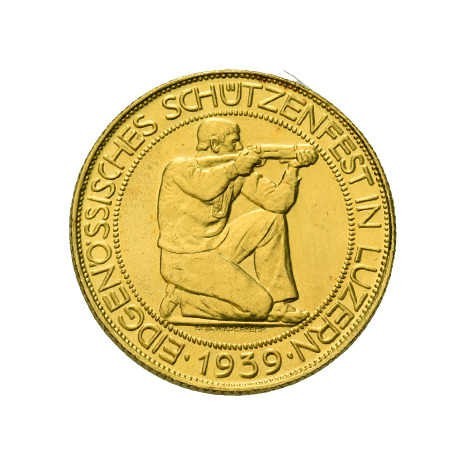 * 4 Schützentaler / Schützenmedaillen Schweiz. Dabei 100 Franken 1939 Luzern,Chu...