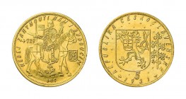 5 Dukaten 1931 Kremnitz. St. Wenzel. Fr. 5, selten nur 1.528 Exemplare geprägt. 17,6 g.