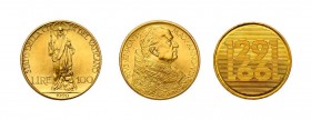 4 Goldmünzen Europa. Dabei 2 x 250 CHF 1991 Schweiz, 1 x 100 Lire 1929 und Vatikan 1962. Zusammen 28,6 g.f.