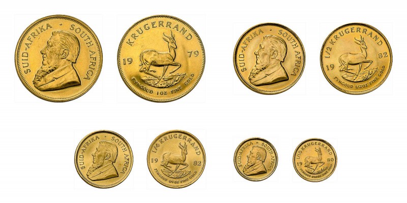 15 Goldmünzen Südafrika. Dabei 11 x 1 Unze, 2 x 1/2 Unze, 1 x 1/4 Unze sowie1 x ...