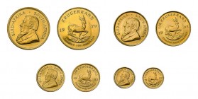 15 Goldmünzen Südafrika. Dabei 11 x 1 Unze, 2 x 1/2 Unze, 1 x 1/4 Unze sowie1 x 1/10 Unze, jeweils verschiedene Jahrgänge. Zusammen ca. 384,1 g.f.