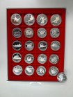 * Kleine Silbermünzensammlung Kanada. Dabei komplette Serie zur Olympiade 1976 in Montreal mit 14 x 5 Dollar und 14 x 10 Dollar in Kassette. Millenium...