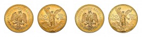 50 Peso Goldmünze von Mexiko der Jahre 1946 und 1947 Insgesamt 20 Exemplare der beliebten Anlagemünze. Zusammen 750 g.f.