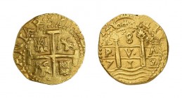 8 Escudos, 1712-L M. Lima Mint. Philip V. Die Münze stammt von der 1715 vor Florida gesunkenen spanischen Schatzflotte und wird mit dem Echtheitszerti...