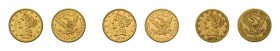 48 x 5 Dollar Liberty Head. Dabei 6 x 1880, 20 x 1881, 3 x 1882, 1883, 3 x 1885, 5x 1886, 2 x 1887, 1890, 1891 CC, 1892, 4 x 1893 sowie 1894. Die Münz...
