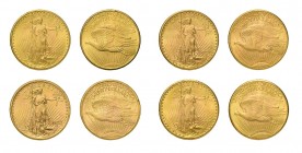20 x 20 Dollar St. Gaudens Double Eagle. Dabei die folgenden Jahrgänge 4 x 1908, 1920, 8 x 1922, 4 x 1924 sowie 3 x 1927. Die Münzen jeweils unterschi...
