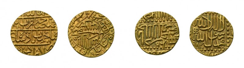 Zwei prächtige Goldmünzen aus Indiens Kaiserzeit.2 Goldmünzen Indien, Moghul-Kai...
