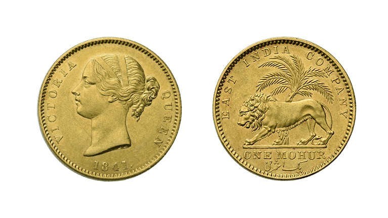 Britisch Indien und East India Company. Victoria 1837-1901. Mohur 1841.Büste nac...