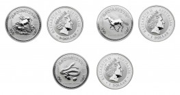 * 28 x 1 Unze Silberanlagemünzen Australien. Dabei Kookaburra, Kangaroo sowie Lunarserie 2001-2003.