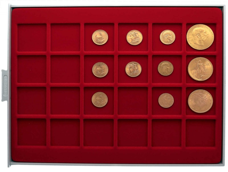 11 Goldmünzen alle Welt. Dabei USA mit 20 Dollar 1895 und 1908, Österreich 100 K...
