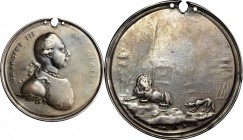 Indian Peace Medals
Undated (1777) George III, Lion and Wolf Medal. Struck Solid Silver. Adams 10.1 (Obverse 1, Reverse A, Perfect State). Adams Cens...