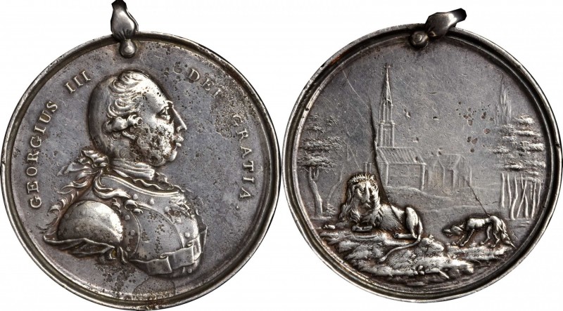 Indian Peace Medals
Undated (1777) George III, Lion and Wolf Medal. Struck Soli...