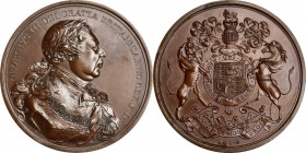 Indian Peace Medals
1814 George III Indian Peace Medal. Copper, Bronzed. Large Size. Adams 12.1. (Obverse 1, Reverse A). Mint State.
75.3 mm. 2835.0...