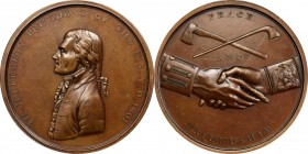 Indian Peace Medals
“1801” (circa 1861-1886) Thomas Jefferson Indian Peace Medal. Bronze. Second Size. Original Dies. Julian IP-3, Prucha-39. MS-63 B...