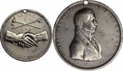 Indian Peace Medals
1817 James Monroe Indian Peace Medal. Silver. Second Size. Julian IP-9, Prucha-41. Very Fine.
62.9 mm. 1555.6 grains. Pierced fo...