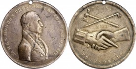 Indian Peace Medals
1817 James Monroe Indian Peace Medal. Silver. Third Size. Julian IP-10, Prucha-41. Choice Fine.
50.6 mm. 836.6 grains. Pierced f...