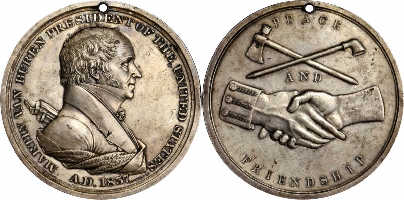Indian Peace Medals
1837 Martin Van Buren Indian Peace Medal. Silver. First Siz...