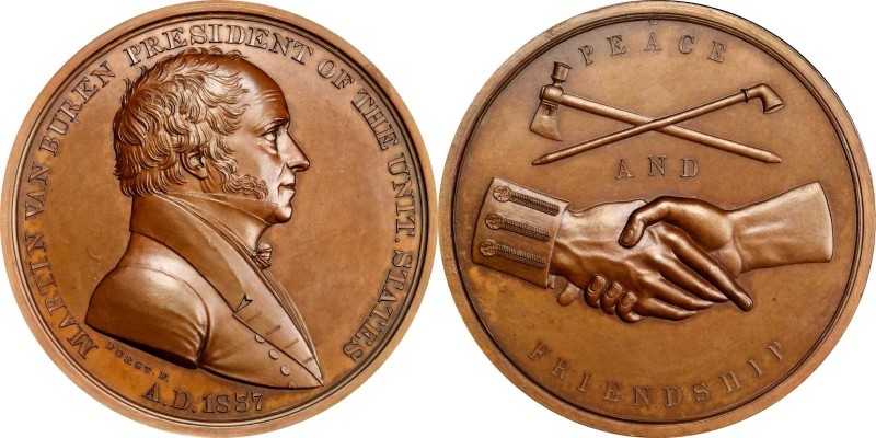 Indian Peace Medals
1837 Martin Van Buren Indian Peace Medal. Bronze. Second Si...