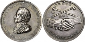 Indian Peace Medals
1849 Zachary Taylor Indian Peace Medal. Silver. First Size. Julian IP-27. Prucha-47. Choice Extremely Fine.
75.5 mm. 2306.8 grai...