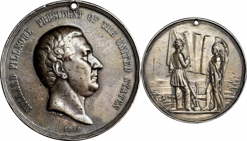 Indian Peace Medals
1850 Millard Fillmore Indian Peace Medal. Silver. First Siz...