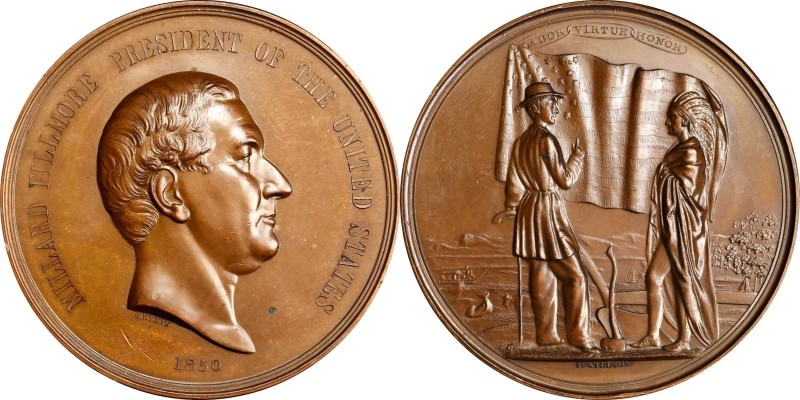 Indian Peace Medals
1850 Millard Fillmore Indian Peace Medal. Bronze. First Siz...